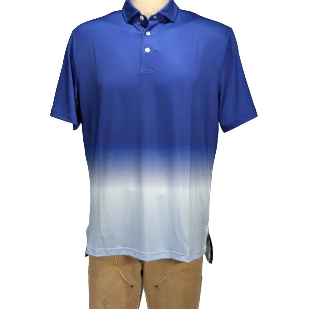 RLX Ralph Lauren Performance Wicking Blue Ombre Golf Polo Shirt Size M NWT $99